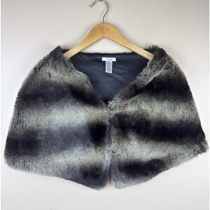 Cache Brown Faux Fur Shoulder Cape Shawl Wrap Shrug Poncho Lined Size S/M